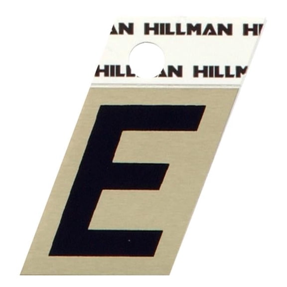 Hillman Group 840502 1.5 in. Black & Gold Glossy Aluminum Angle-Cut Adhesive Letter - E