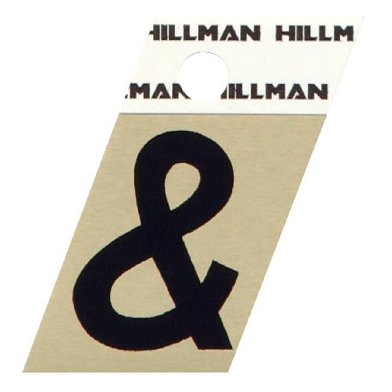 Hillman Group 1.5 in. Black & Gold Glossy Aluminum Angle-Cut Adhesive Letter - H - 6 Piece