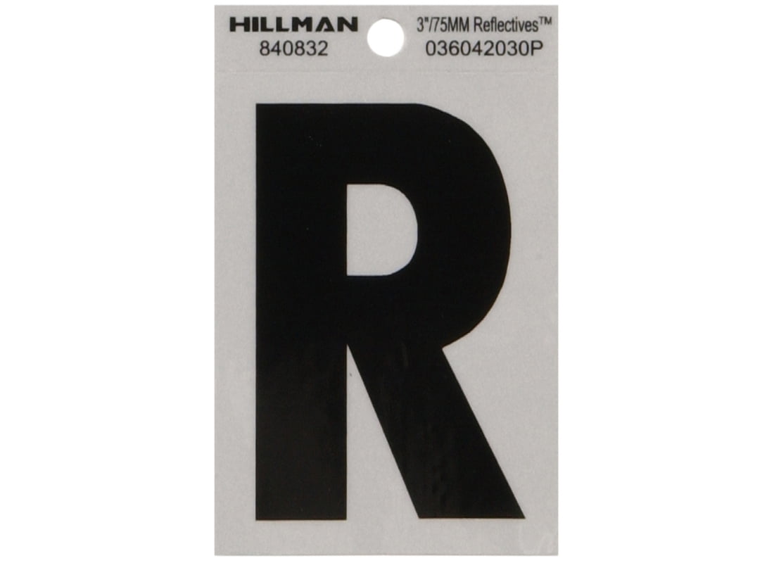 Hillman 840832 Letter 3" Reflective Black Vinyl Self-Adhesive R