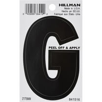 Hillman Group 841516 3 in. Black Glossy Vinyl Die-Cut Adhesive Letter - G - 6 Piece