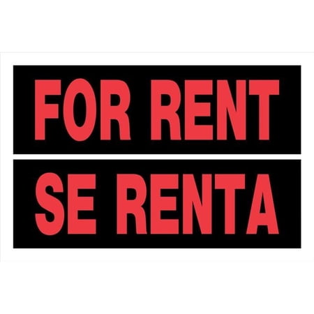 Hillman Group 841966 8 x 12 in. Red & Black Plastic Bi-Lingual for Rent Sign