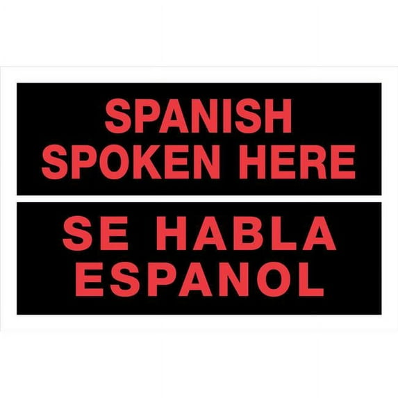 Hillman Group 841986 8 x 12 in. Red & Black Plastic Bi-Lingual Spanish Spoken Here Sign