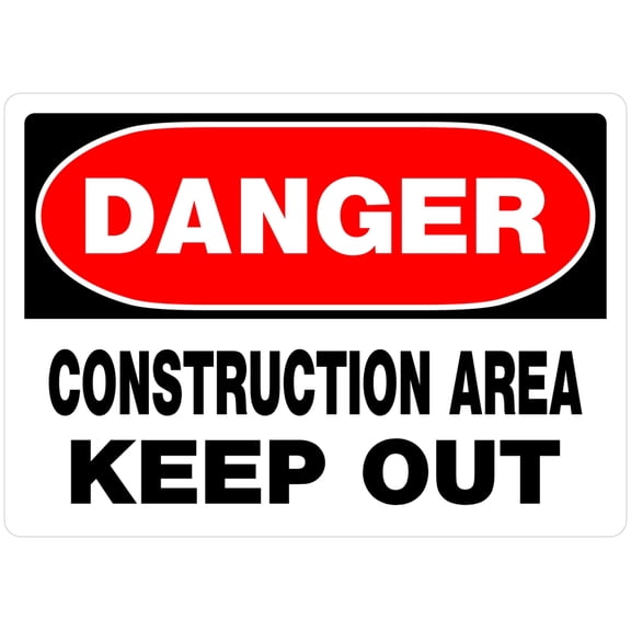 Hillman Group 842054 10 x 14 in. White Aluminum Danger Construction Area Sign - 6 Piece