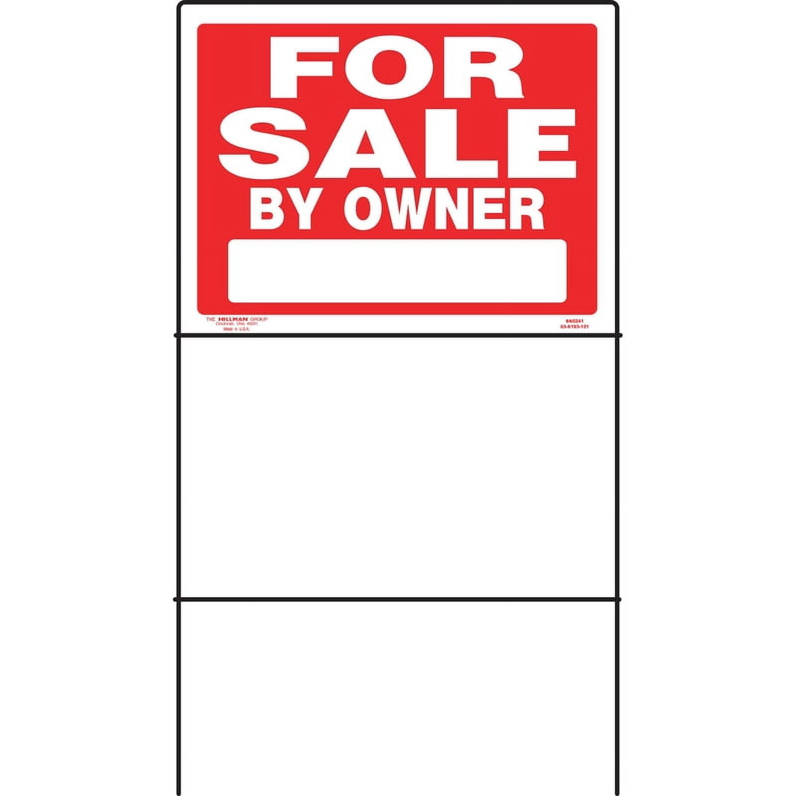 Hillman Group 842218 18 x 24 in. Red & White Plastic for Sale by Owner Sign - 6 Piece