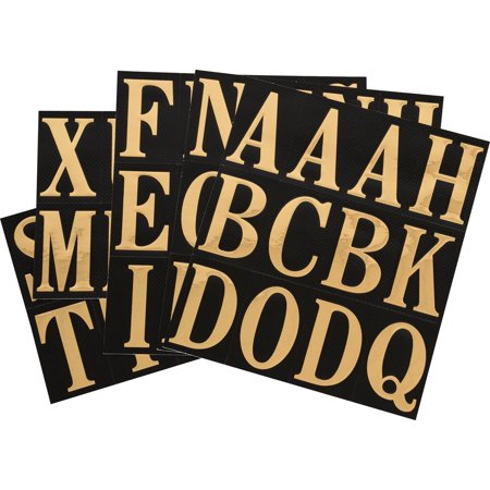 Hillman Group 842268 2 in. Black & Gold Glossy Mylar Square Cut Self Adhesive Letters