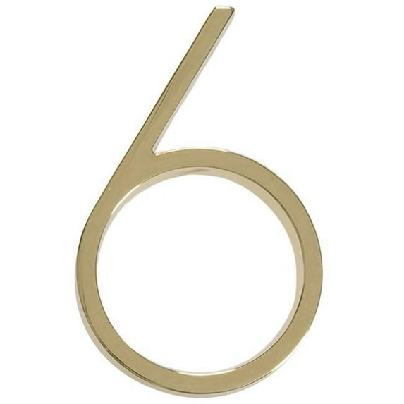 Hillman Group 843206 5 in. Brass Elevated Distinctions Zinc Die-Cast Floating Mount House Number - 6 - 3 Piece