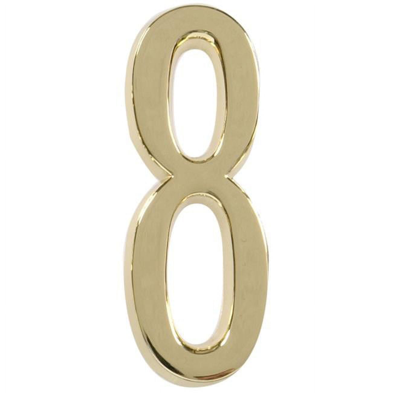 Hillman Group 843278 4 in. Polished Brass Distinctions Brass Adhesive Plaque Number - 8 -  3 Piece