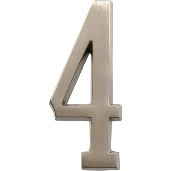 Hillman Group 843284 4 in. Nickel Distinctions Zinc Die-Cast Adhesive Plaque Number - 4 - 3 Piece