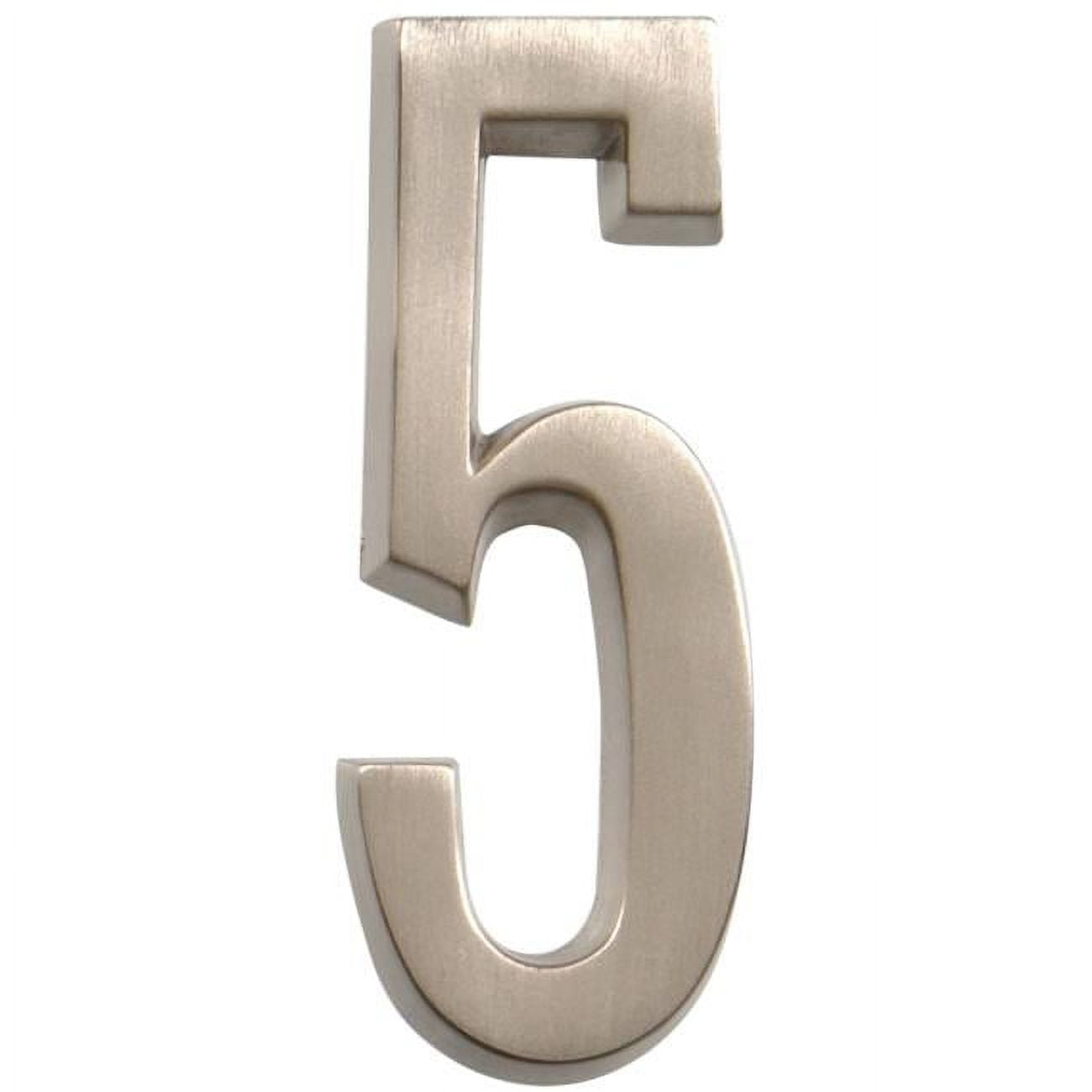 Hillman Group 843285 4 in. Nickel Distinctions Zinc Die-Cast Adhesive Plaque Number - 5 - 3 Piece