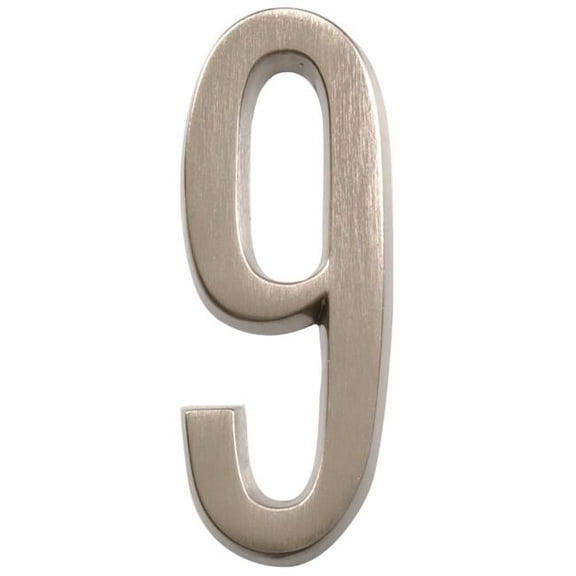 Hillman Group 843289 4 in. Nickel Distinctions Zinc Die-Cast Adhesive Plaque Number - 9 - 3 Piece
