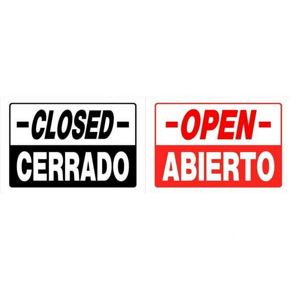 Hillman Group 848610 8 x 12 in. English & Spanish Open & Closed Sign Red & Black - 6 Piece