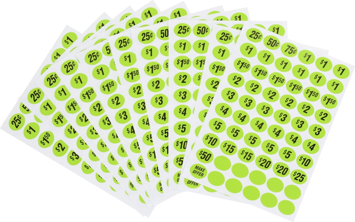 ChromaLabel 3 Removable Numbered Color Coding Sheeted Dot Kit (Fluorescent): 100/Pack
