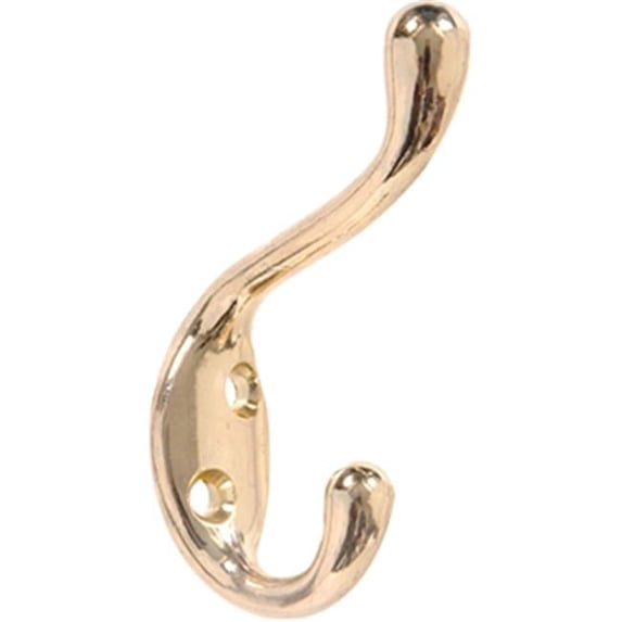 Hillman Group 852085 Carded - Heavy Duty Coat & Hat Hook, Brass Plated