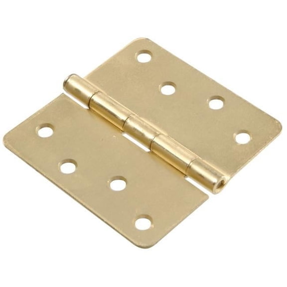 Hillman Group 852614 Brass Plated Round Full Mortise Hinges, Satin Brass - 0.25 x 4 in.