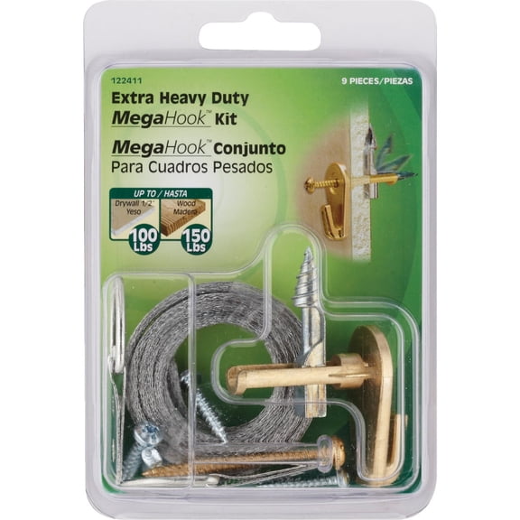 Hillman Hanger Mega Hook Kit 100 Lb Card  Residential Use, Standard Application