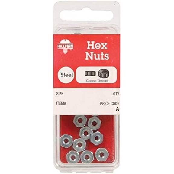 Hillman Hex Head Machine Screw Nut - Zinc Plated - 5/16"-18, Card of 9