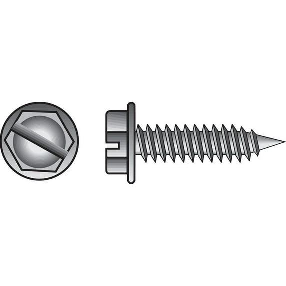 Hillman Hex Washer Slotted Drive Sheet Metal Screws Steel 8 x 3/4 in. L 100 per box
