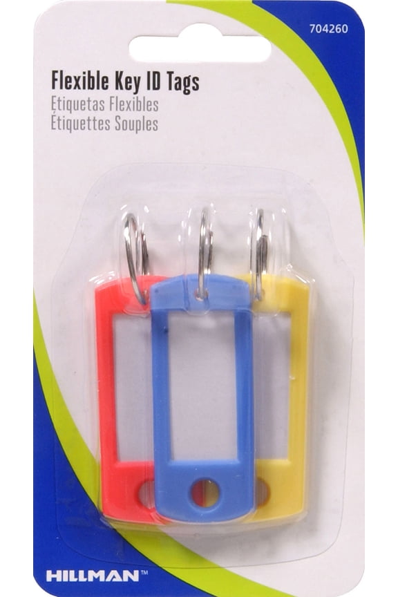 Hillman Key ID Tags, W/Ring Flexible Plastic, Metal, Assorted 3 in 1 Pack