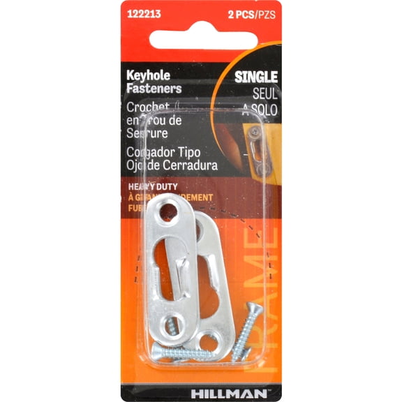 Hillman Keyhole Hanger, Heavy Duty, Bright Steel, 2-Pk.