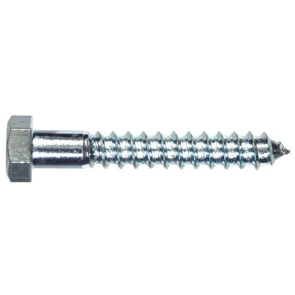 Hillman Lag Screw Hex Head - Zinc Finish, Grade 2 - 1/4 in x 3 in