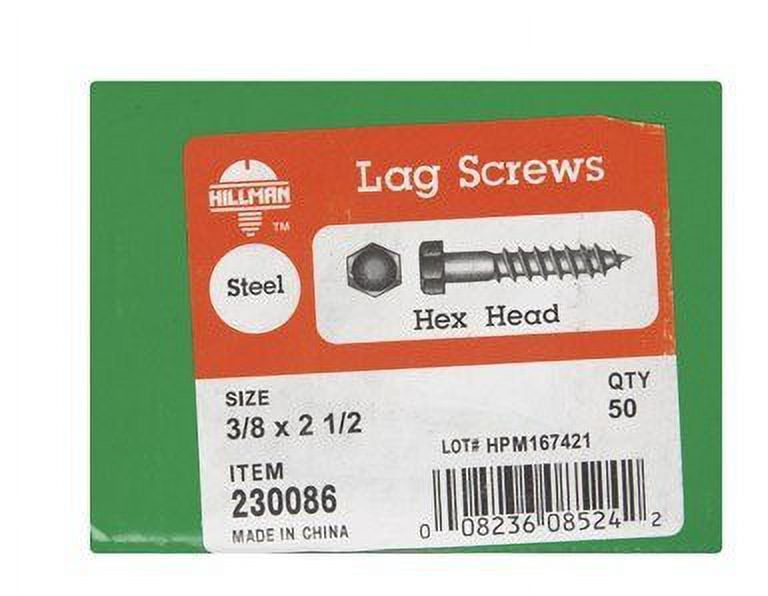 Hillman Lag Screw 3/8 " X 2-1/2 " Grade 2 Hex Head