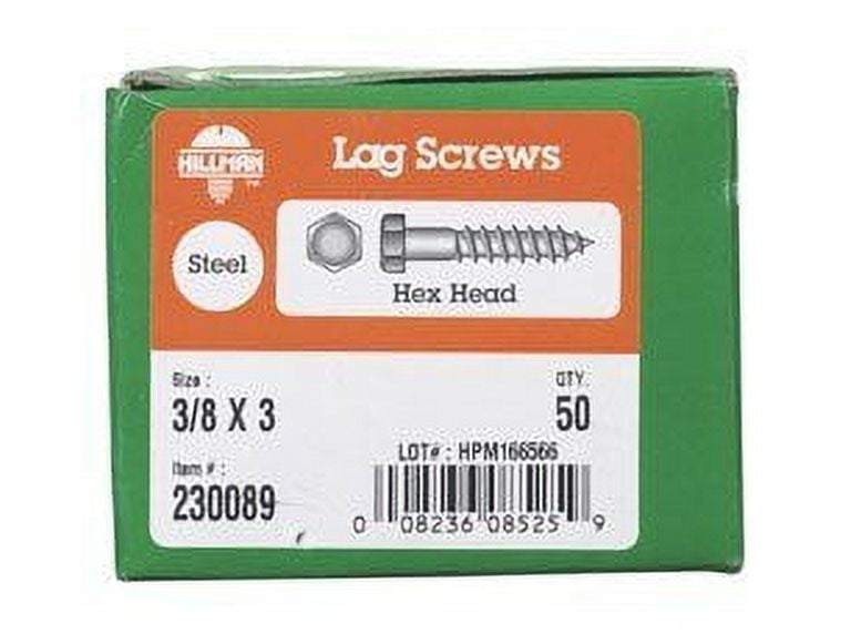 Hillman Lag Screw 3/8 " X 3 " Grade 2 Hex Head