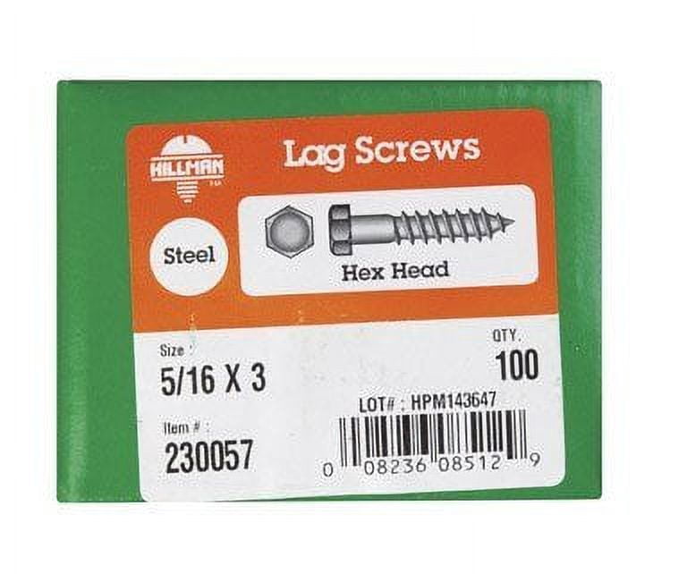 Hillman Lag Screw 5/16 " X 3 " Grade 2 Hex Head