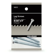 Hillman Lag Screws, 5/16" x 3", Zinc Plated, Steel, Pack of 3