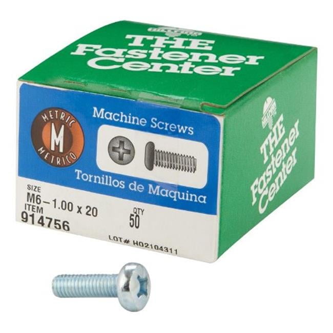 Hillman  M6-1 mm  x 20 in. L Phillips  Pan Head Zinc-Plated  Steel  Metric Machine Screws  50 pk