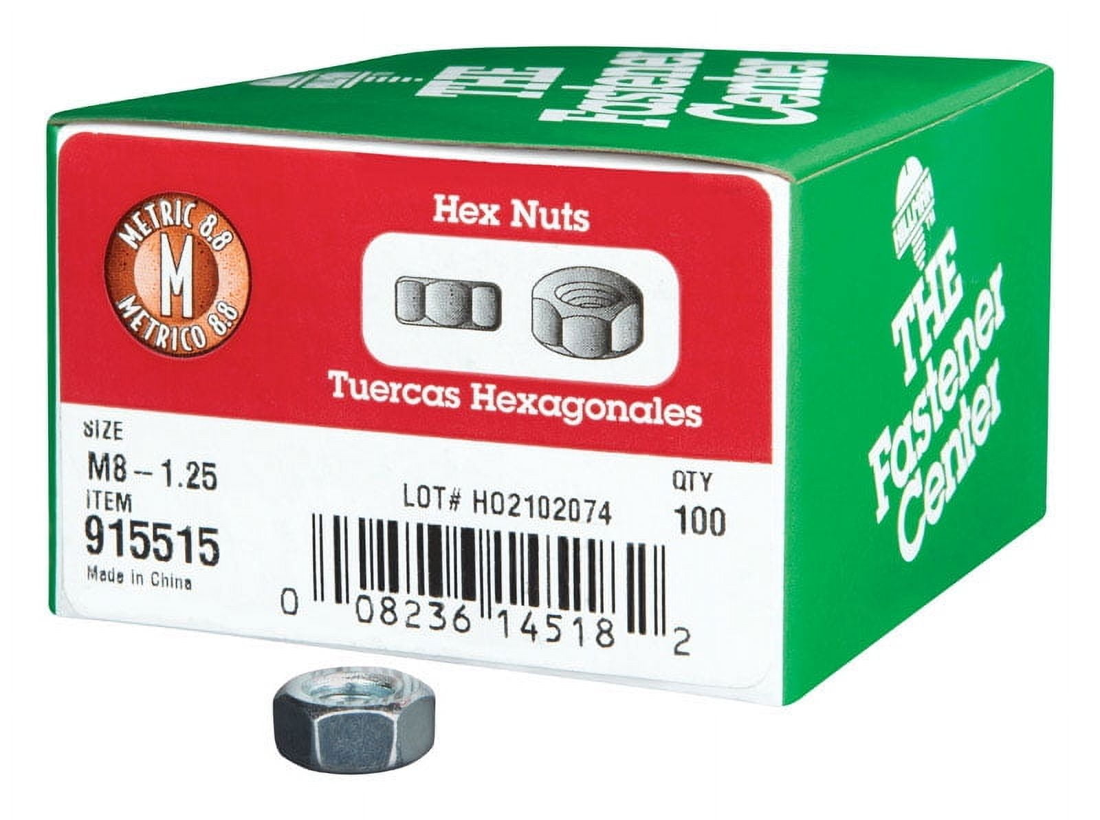 Hillman M8-1.25 mm Zinc-Plated Steel Metric Hex Nut 100 pk Hillman M8-1.25 mm Zinc-Plated Steel Metric Hex Nut 100 pk