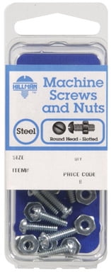 Hillman 7719 Machine Screws With Nut, 1/4 x 1/2, Zinc Plated