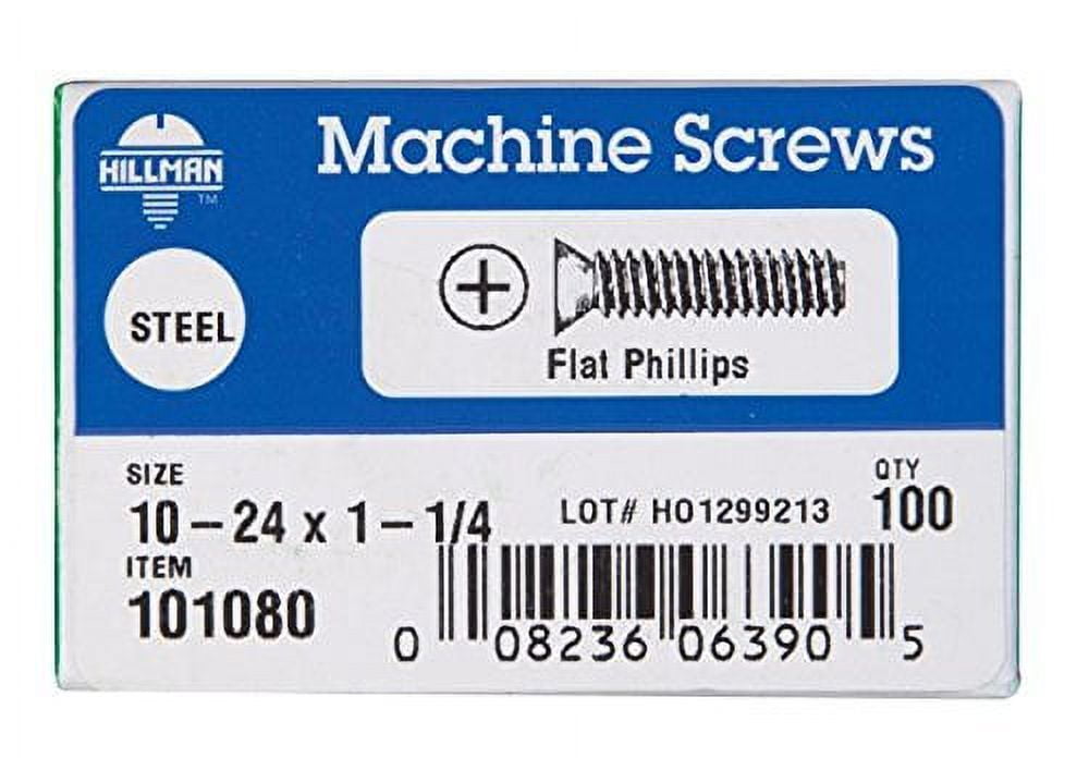 Hillman Machine Screws No. 10 - 24 X 1-1/4 " Phillips Flat Head Box 100