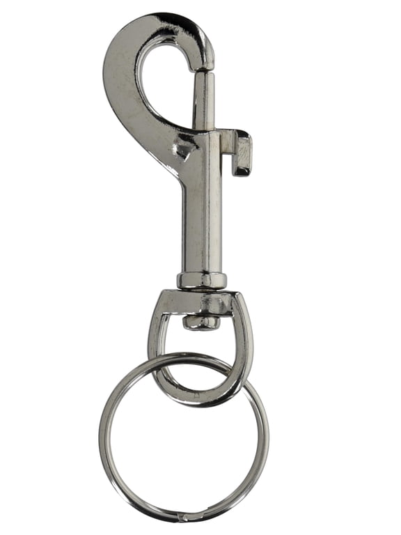 Belt Snap Key Ring, Nickel, Tempered Steel, Silver, 1 Pack