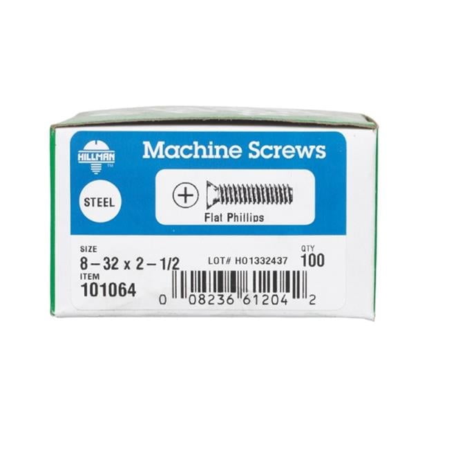 Hillman 101064 8-32 x 2.5 in. Flat Head Phillips Machine Screw