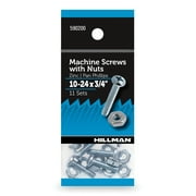 Hillman Pan Head Phillips Machine Screw 10-24X3/4", Zinc, Steel, 10 Sets