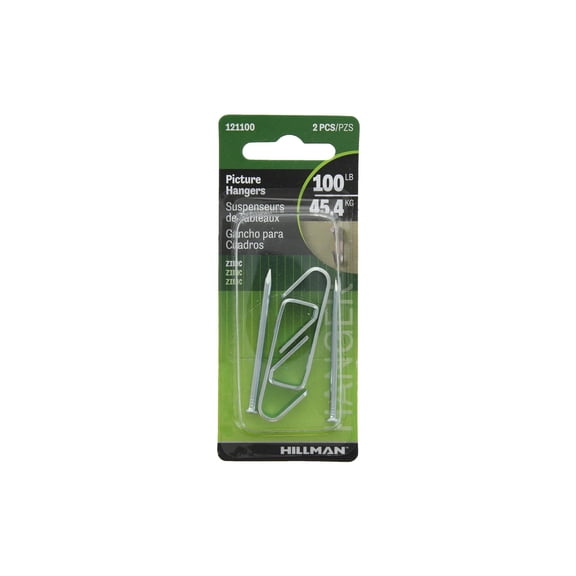 Hillman Picture Hanger 100lb Zinc 2pc