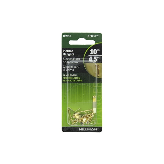 Hillman Picture Hanger 10lb Brass 8pc - Walmart.com