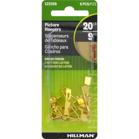 Hillman Picture Hanger 20lb Brass 8pc