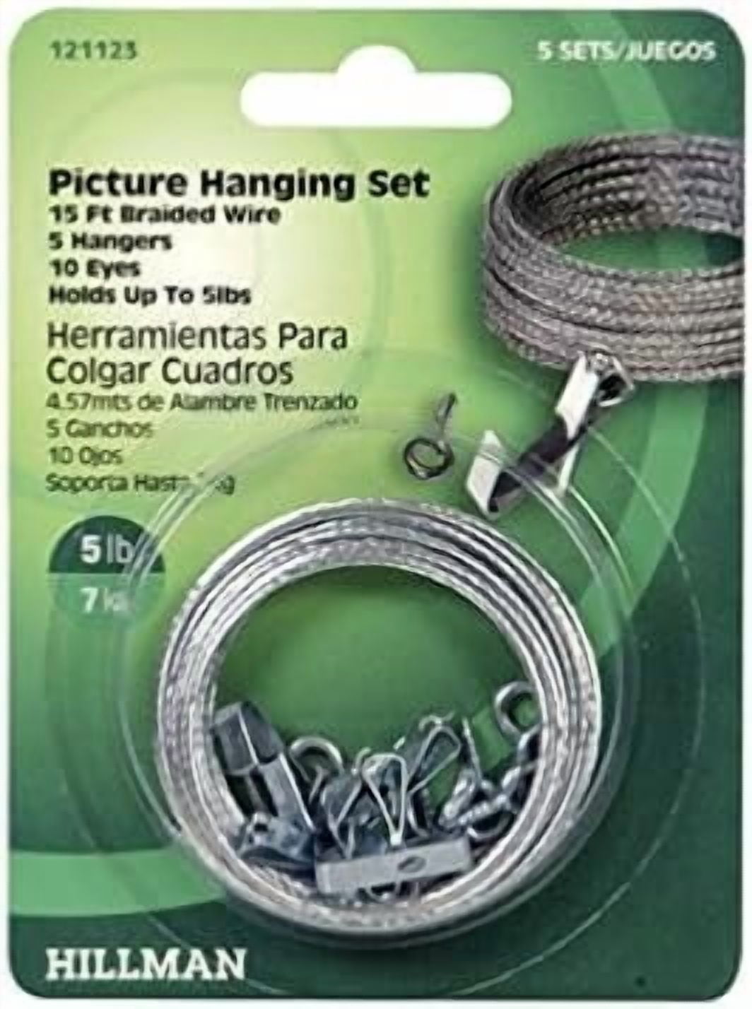 Hillman Picture Hanging Set - 5 Lb Capacity - 15' Carded — Residential Use, Standard Application