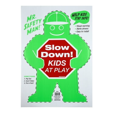 Hillman Plastic Slow Down Sign, Kids at Play Sign, 19" x 24", Green