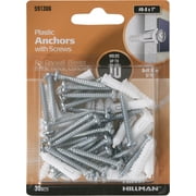 Hillman Ribbed Plastic Anchors with Screws (#6-8 x 1") - 30 Sets
