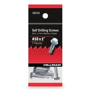 Hillman Self Drilling Screws, Hex Washer Head, #10 x 1" Zinc Plated, Steel, Pack of 7