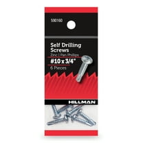 Hillman Self Drilling Screws #10 x 3/4", Steel, Zinc, Interior, Phillips, Silver, 6 pack
