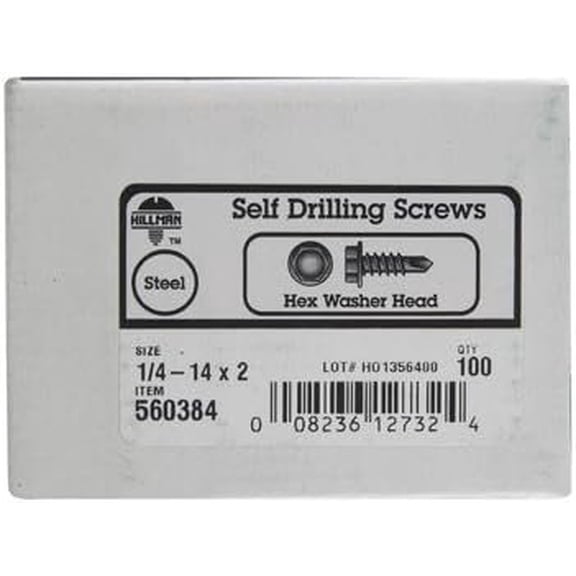 Hillman Self Drilling Sheet Metal Screws 2 " Standard Grade Hex Head Hex Head 100 / Box