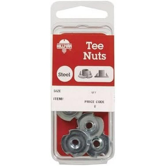 Hillman Tee Nut 1/4 Inch Hardware Nut - Steel - 4 Pack