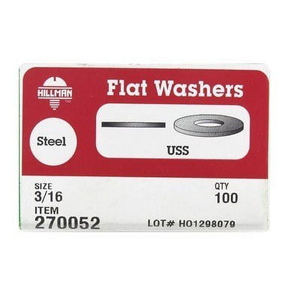Hillman Uss Flat Washer 3/16 " Zinc Plated Steel 100 Piece/Box