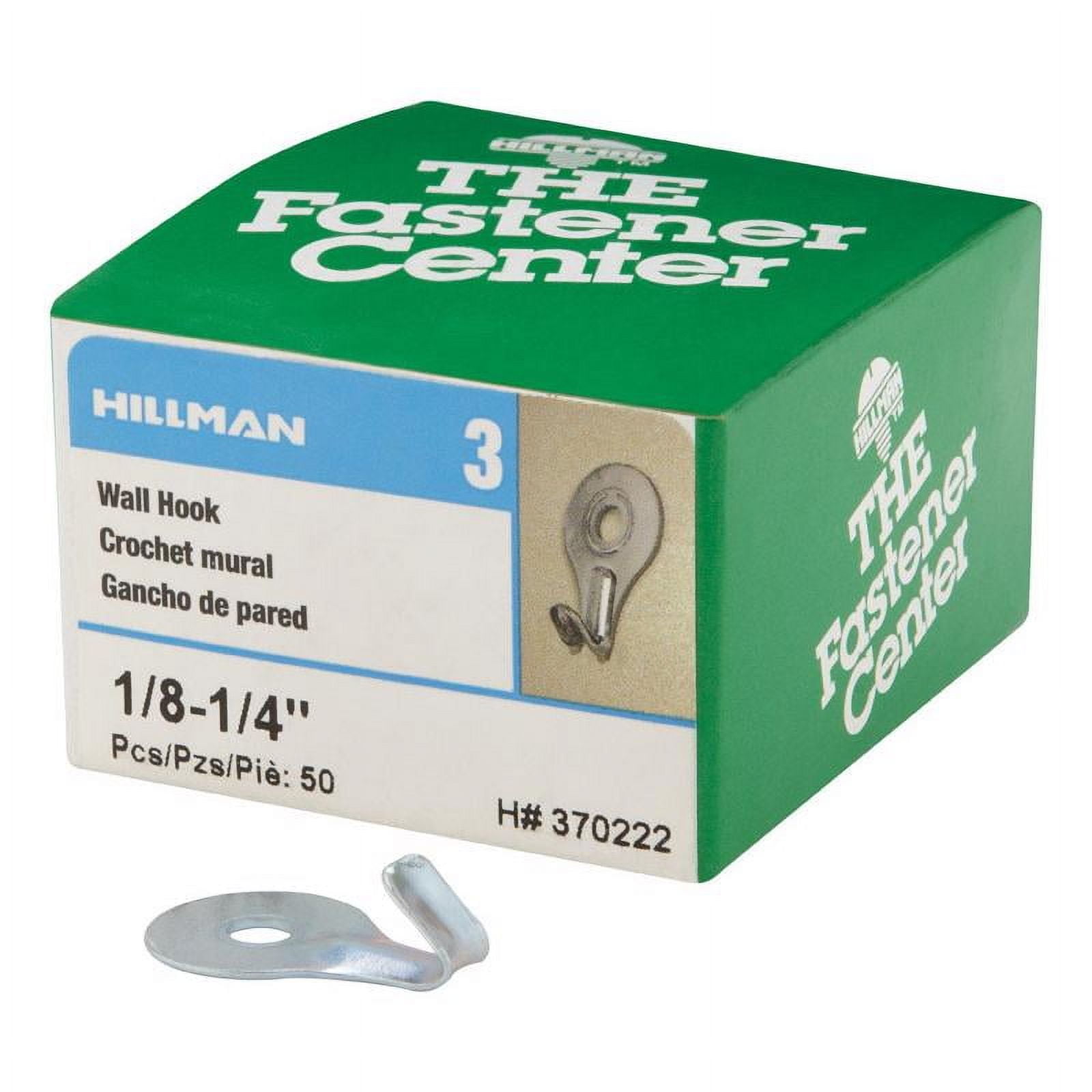 Hillman Silver Zinc Classic Utility Wall Hooks, 2-7/16 in, 50 Pack