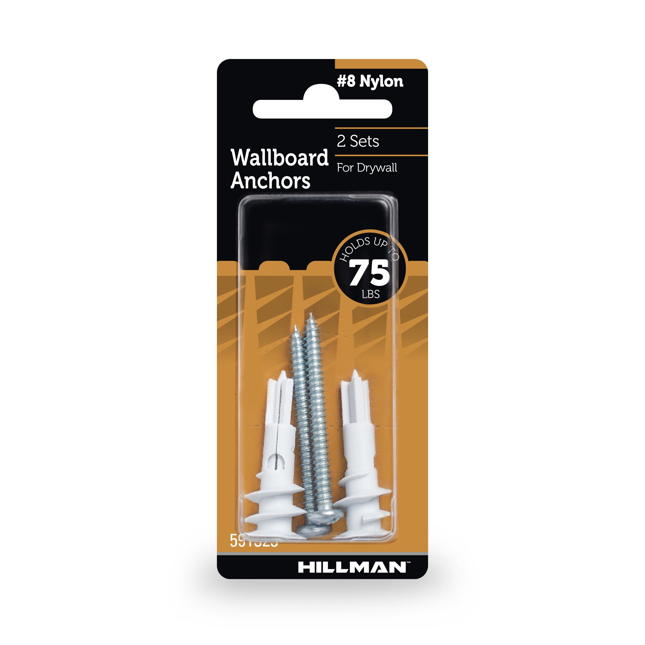 Hillman Wallboard Drywall Anchor Screws, Pan Head Phillips Screw, Nylon