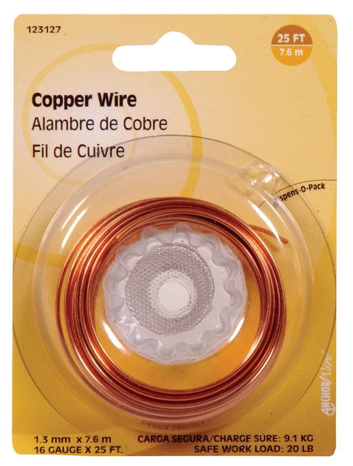 Hillman 16 Gauge Solid Copper Wire Coil, 25 feet, Flexible Wrap, Pack ...