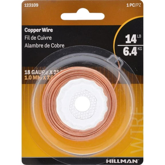 Hillman Wire Coil 25' 18 Ga Copper Carded Pack of 10